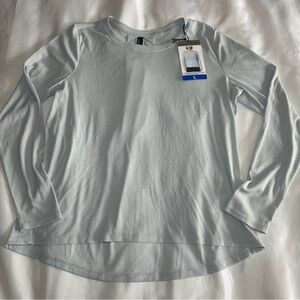 Mondetta Light Blue Stripe Lightweight Long Sleeve Shirt Womens Large